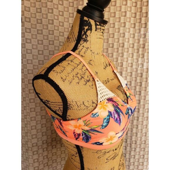 Girls Bikini Top Neon Floral Swimwear Bathing suit Top XL 14/16 NWT - Picture 2 of 9